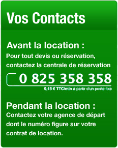 Contacts, centrale de reservation : 0 825 358 358